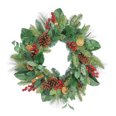 Luxury Wreath with Orange, Cinnamon & Cones - 60cm 