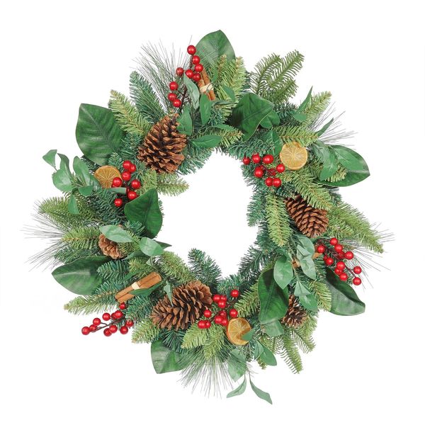 Luxury Wreath with Orange, Cinnamon & Cones - 60cm 