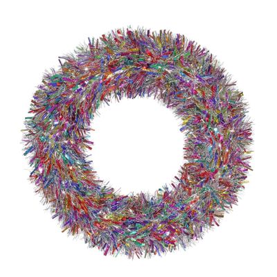 Tinsel Wreath - Multi Coloured - 57cm