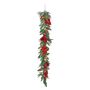 Poinsettia Garland with Baubles -  Red/Gold - 180cm