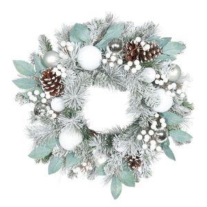 Snowy Cone, Berry and Bauble Wreath - 60cm 