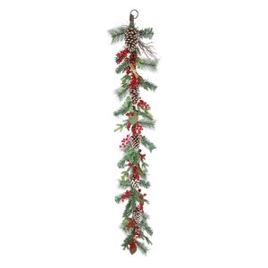 Pine, Cone & Red Berry Garland - 180cm 