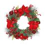 Poinsettia & Bauble Wreath - Red - 50cm