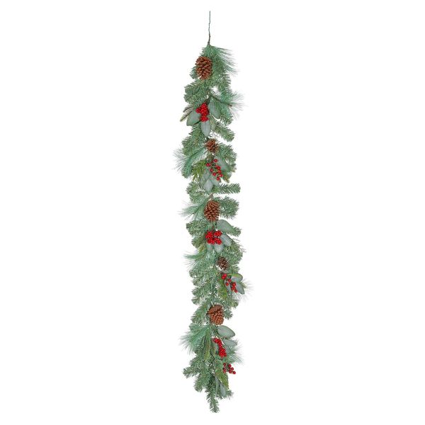 Mixed Foliage Garland with Cones & Red Berry - 180cm