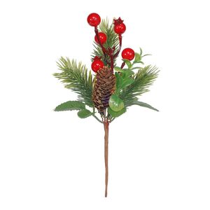 Assorted Berry & Long Pine Cone Pick  - 20cm