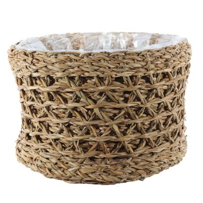 Round Natural Seagrass Basket -W/Liner - Large- H17x D27cm