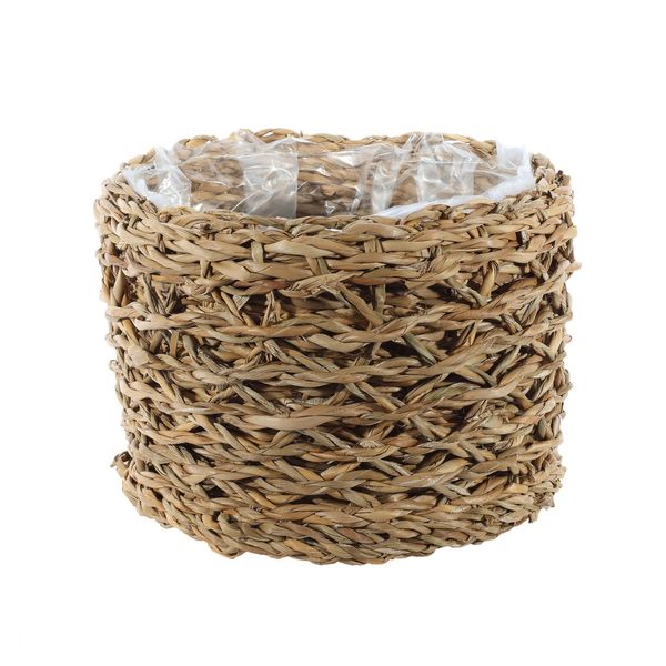 Round Natural Seagrass Basket-W/Liner - Med - H15.5 x D21cm