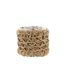 Round Natural Seagrass Basket-W/Liner - Small - H12.5 x D12cm