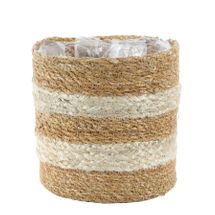 Natural Stripe Seagrass & Braided Jute Basket w/Liner - Large- H18 x Dia18cm