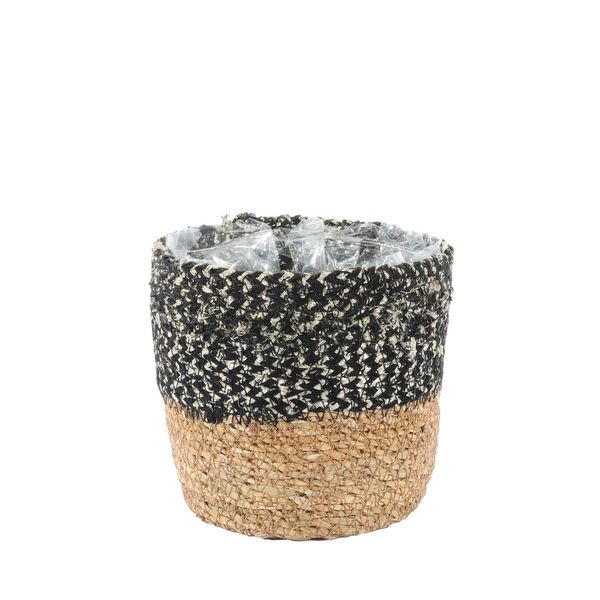 Seagrass Basket w/Liner - Natural & Black - H13 x Dia13cm