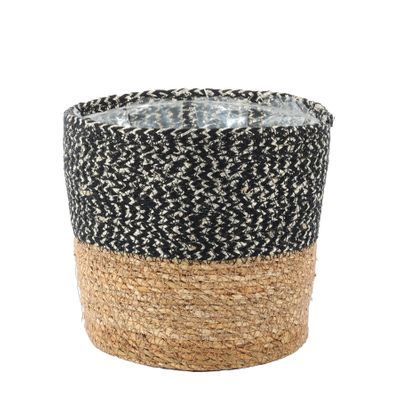 Seagrass Basket w/Liner - Natural & Black - H16 x Dia17.5cm