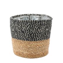 Seagrass Basket w/Liner - Natural & Black - H16 x Dia17.5cm
