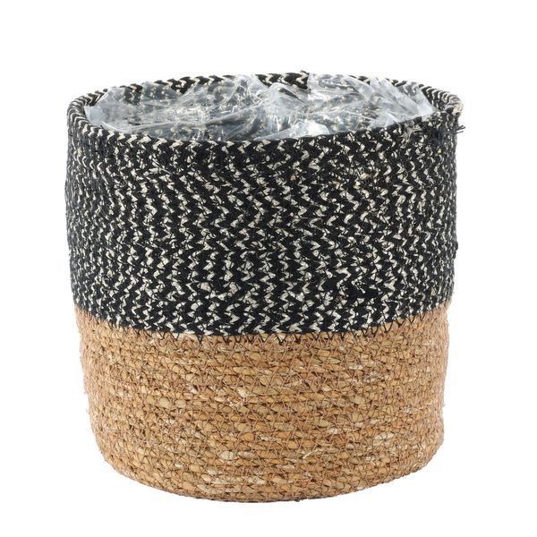 Seagrass Basket w/Liner - Natural & Black - H19 x Dia20cm