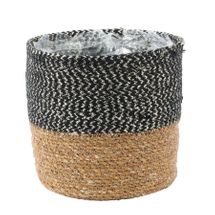 Seagrass Basket w/Liner - Natural & Black - H19 x Dia20cm