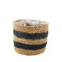 Black /Natural stripe Seagrass & Jute Basket with Liner - H13cm x 15cm