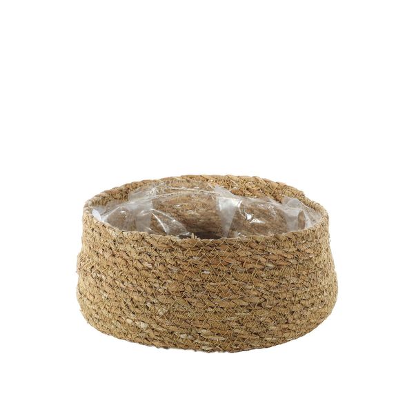 Natural Seagrass Shallow Basket with Liner - H9cm x 20cm