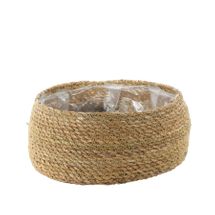 Natural Seagrass Shallow Basket with Liner - H10cm x 22cm