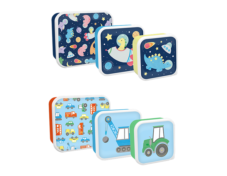 Pack of 3 Boys Printed Food Boxes