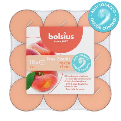 Bolsius True Scent Tealights - 4Hr - Peach - 18Pk