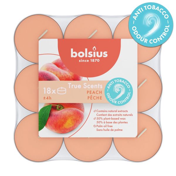 Bolsius True Scent Tealights - 4Hr - Peach - 18Pk