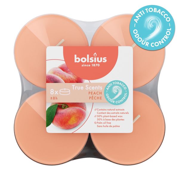 Bolsius - True Scents  Fragrance Clear Cup Maxi Tealights  - 8Hr -Pk 8 - Apple C