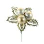 Bauble Pick with Leaves - Champagne - 12cm