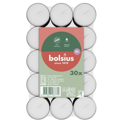 Bolsius Tealight - 8Hr - Flatpack 30 - White