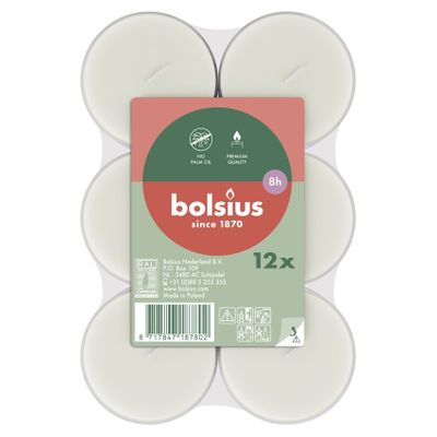 Bolsius Clear Cup Maxi Light - 8hr - FlatPack - 12 - White