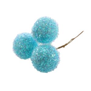 Bunch of x3 Frosted Baubles  - Turquoise - 13cm