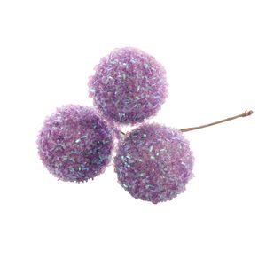 Bunch of x3 Frosted Baubles  - Lilac - 13cm