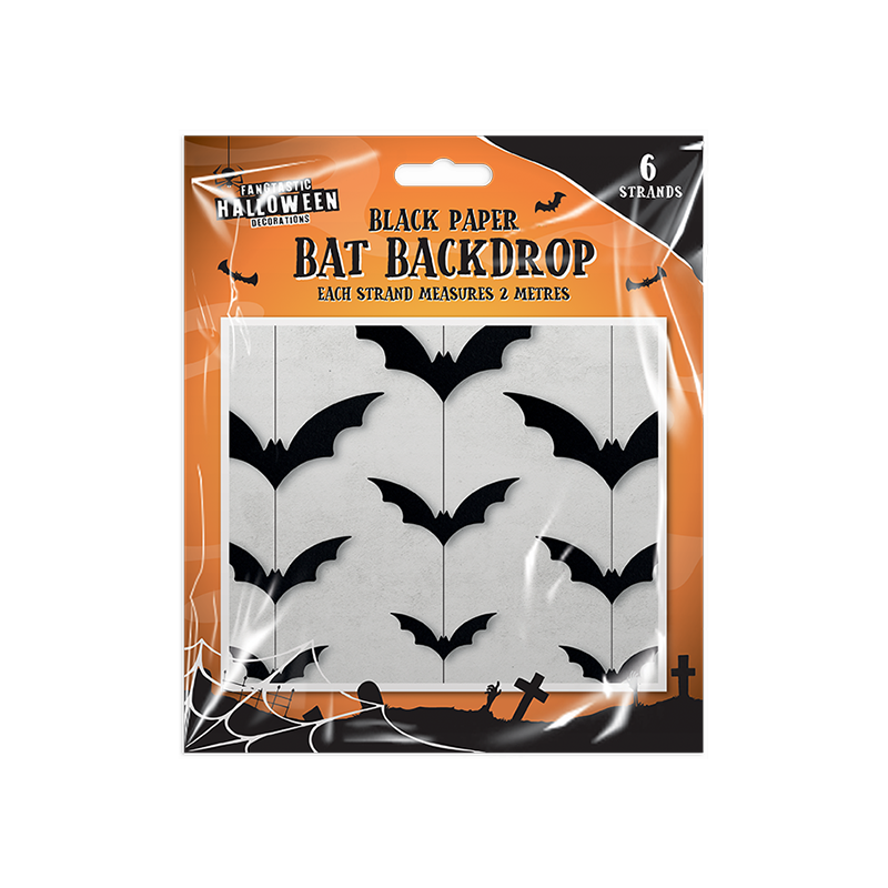 Black Paper Bat Backdrop (2m)