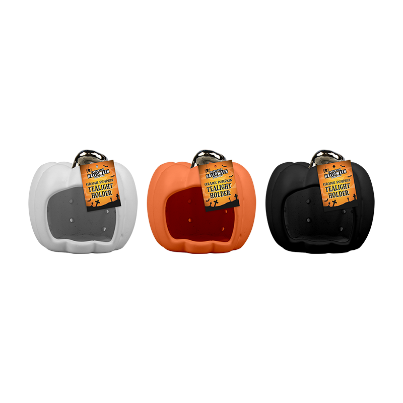 Ceramic Pumpkin Tealight Holder (10cm)