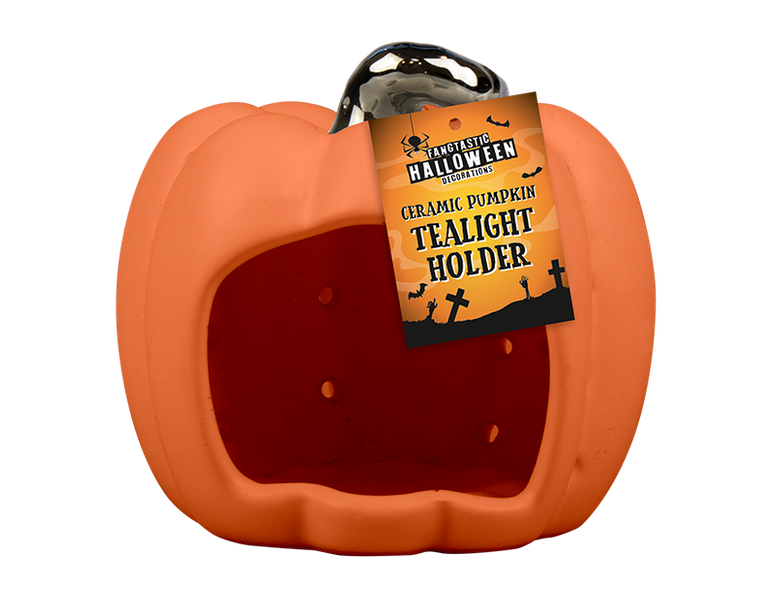 Ceramic Pumpkin Tealight Holder (10cm)