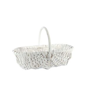 Oval Split Willow Basket with Handle and Liner - White - 31x22xH10cm