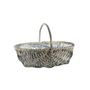 Oval Split Willow Basket with Handle and Liner - Grey - 31x22xH10cm