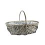 Oval Split Willow Basket with Handle and Liner - Grey - 37x27x13cm