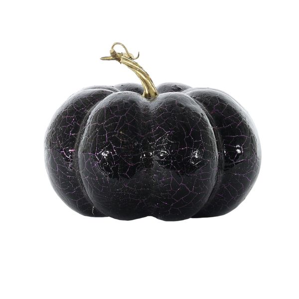 Crackled Finish Pumpkin - Black / Purple - 15cm x 20cm