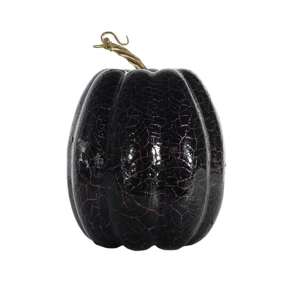 Tall Crackled  Finish Pumpkin - Black / Purple - 21cm x 15cm