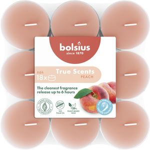 Bolsius -  True Scents Clear Cup Tealights  - 6Hr - Peach - 18Pk