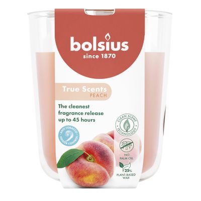 Bolsius - True Scents Fragrance  Large Candle Glass - H9.7 x 8.5cm - Peach