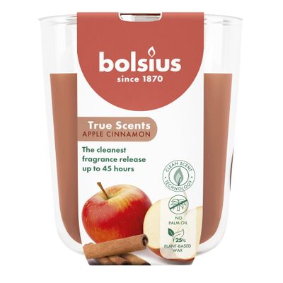 Bolsius - True Scents Fragrance  Large Candle Glass - H9.7 x 8.5cm - Apple Cinna