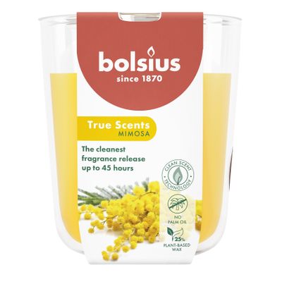 Bolsius - True Scents Fragrance  Large Candle Glass - H9.7 x 8.5cm - Mimosa