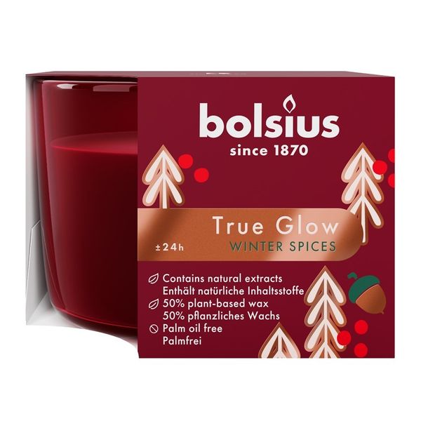 Bolsius  - Fragrance  Glass Scented Candle - H6.3 x 9cm - Winter Spice