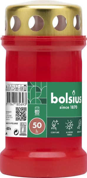 Bolsius memorial light with Lid - Red (BT 50 hours)