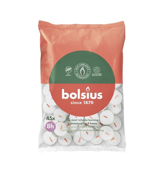 Bolsius Tealight - 8Hr - Bag 45 - White