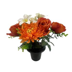 Essential Garden Mix Remembrance Grave Pot - Orange