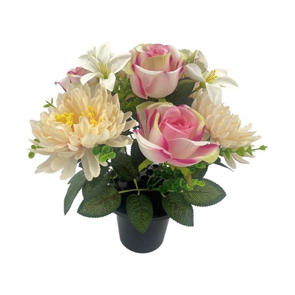 Essential Garden Mix Remembrance Grave Pot - Pink/Cream