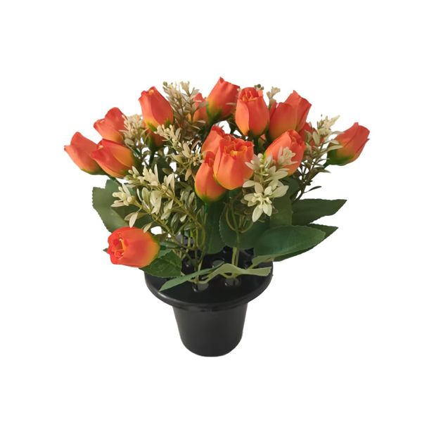 Essential Rose Mix Remembrance Grave Pot - Orange