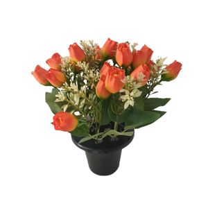 Essential Rose Mix Remembrance Grave Pot - Orange