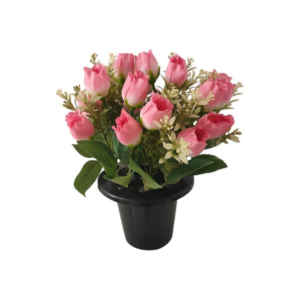Essential Rose Mix Remembrance Grave Pot - Pink